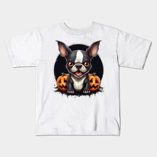 Halloween Boston Terrier Dog #2 Kids T-Shirt